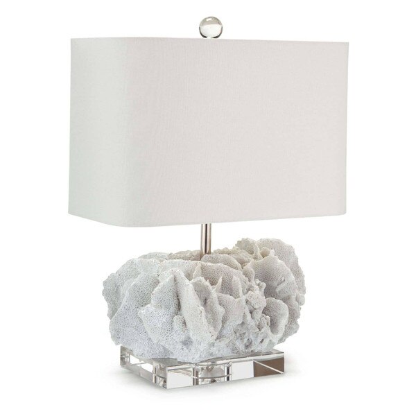 Side view of white coral table lamp